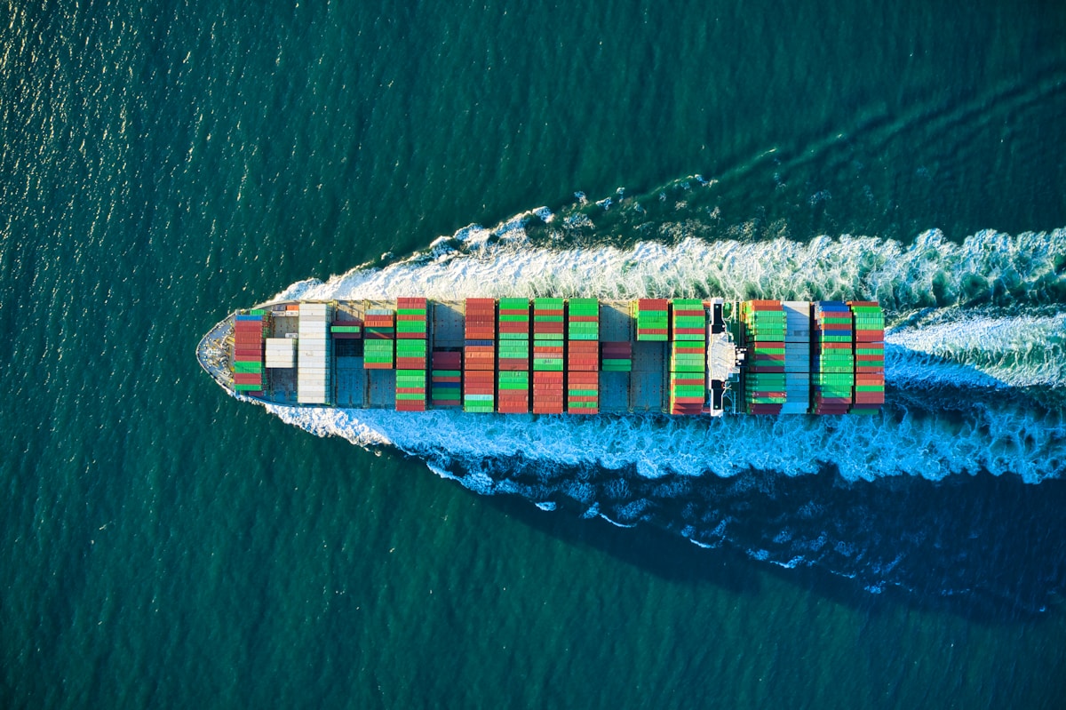 Container ship representing global expansion